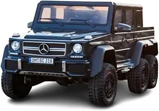 VIP STARS -Licensed Mercedez-Benz 12V7AH*2 Battery, Leather seats, real rubber tires, original and real mercedez-benz, Music, Light & USB, Electric Car, drive 12 months above - Black