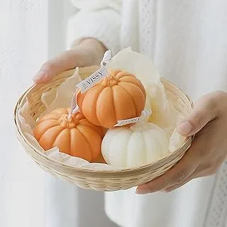 Pumpkin Shaped Scented Candle,150G Fruit Aroma Soy Wax Decorative Candle for Table Photo Prop Birthday Gift,Prefect for Meditation Stress Relief Mood Boosting Bath Yoga (White)