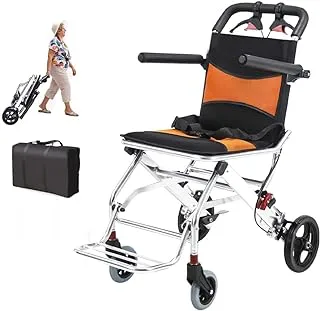 COOLBABY Aluminum Alloy Transport Wheelchair Portable Folding Wheelchair Ultra-light Boarding Travel Compact Wheelchair Trolley With Handbrake Suitable For The Elderly And Children