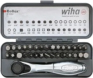 Wiha 74984 32 Piece GoBox Standard Bit Set with Mini Ratchet