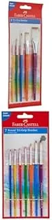 Faber-Castell Brushes Round & Flat Combination 5Pc 2,6,10, 8, 12 + Paint Brushes 7Pc (0,2,4,6,8,10,12)