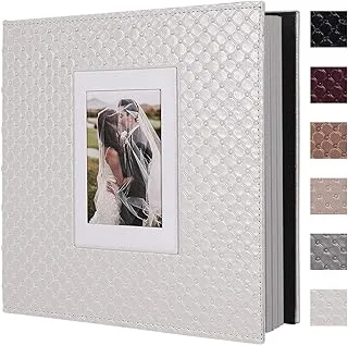 RECUTMS 60 Pages DIY Scrap Book Photo Album 4x6 5x7 8x10 Pictures PU Leather Cover Wedding Photo Album Baby Picture Book Family Pictures of Any Size Scrapbook Album(White)