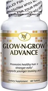 GLOW-N-GROW ADVANCE شعر صحي، بشرة وأظافر، 60 قرصًا