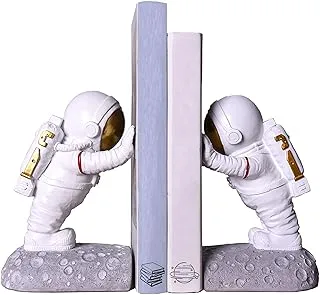 Joyvano Astronaut Bookends - Book Ends to Hold Books - Space Decor Bookends for Kids Rooms - Bookends for Heavy Books - Unique Book Holders with Anti-Slip Base