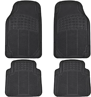 BDK All Weather Rubber Floor Mats for Car SUV & Truck - 4 Pieces Set (Front & Rear), Trimmable, Heavy Duty Protection