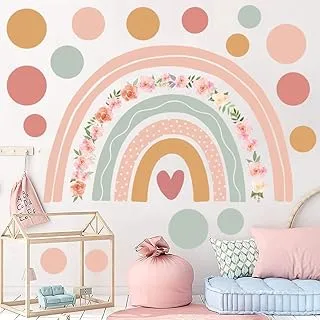 BPA® Large Rainbow Flower Wall Stickers Boho Polka Dots Wall Decal Vinyl for Girls' Room