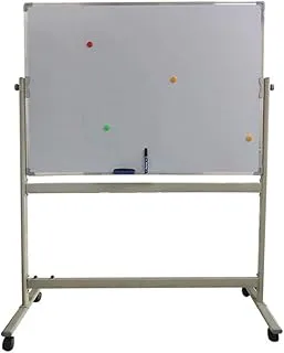 Double-Sided Magnetic Revolving Mobile Whiteboard, Mobile Office Meeting Room Teaching Whiteboard Writing Board Magnetic Whiteboard