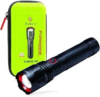 Toby's New Super Bright Flashlight,Retractable Zoomable Flashlight with 5 modes. (Torch 100)