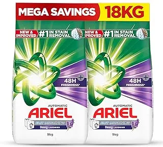 Ariel Fast Dissolving Laundry Detergent Powder with Lavender, 9 KG x 2, Dual Pack, 18 kg