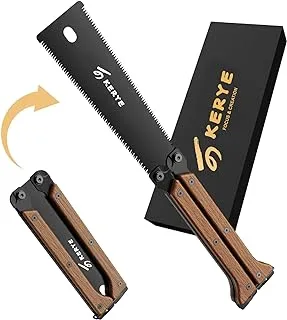 KERYE Hand Saw, Hand Tools, 5.5 Inch Mini Pocket Folding Saw, SK5 Blade Wood Saw, Woodworking Tools, 13/14 TPI Double Edges Pull Saw, Flush Cut Saw for Wet/Dry Wood, Christmas Gifts for Men- KY03