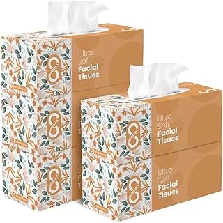 Brandsfinity 2 Ply Facial Tissue, 1000 Premium Soft Sheets, 5 Packs of 200 Sheets for Sensitive Skin Care