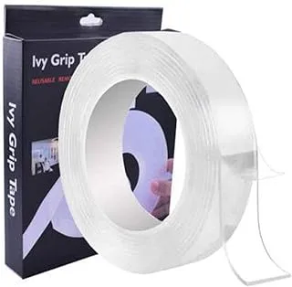 شريط GTC Ivy Grip قوي قابل للإزالة وقابل للغسل وإعادة الاستخدام ومضاد للانزلاق وشريط شفاف مزدوج الجوانب 1 متر (429)