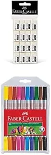 FABER-CASTELL SMALL POLY BAG OF 16PC + Double-Ended Felt Tip Pens 10 Color