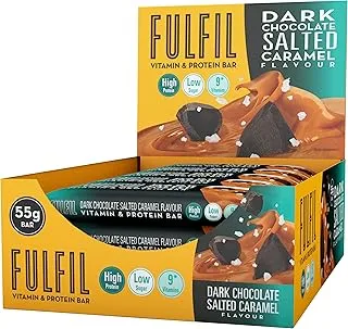 Fulfil Dark Chocolate Salted Caramel Flavour Bar, High Protein, 9 Vitamins, Low Sugar 15x55g