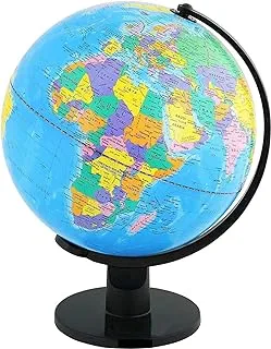 ECVV World Globe Political Map Globe - English Map - Educational|Geographic|Modern Desktop Decoration - Stainless Steel Arc And plastic Base - School, Home,Office, 18.2cm