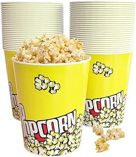 Popcorn Cup 32 Oz (Pack Of 25) Disposable Leak-Free Stackable Paper Popcorn Cups Buckets Boxes Containers for Kids Party, Birthday, Movie Theater, Party Supplies - Pack Of 25