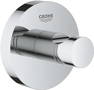 GROHE Start Two Robe Hooks & QuickGlue A2 |QuickFix|Screw or Glue: No Drill Option and Extra Easy to Fit with Quick Glue|Concealed Fastening | Including Screws and Dowels| Size 45 mm | Chrome