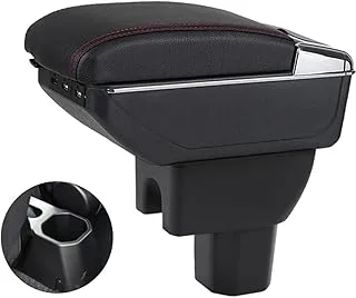 COOLBABY Armrest Box for Suzuki Ignis 2017 2018 2019 2020 2021, Dual Layer Riseable Storage Box with Cup Holder, 7USB Interface Leather Car Interior Parts Armrests