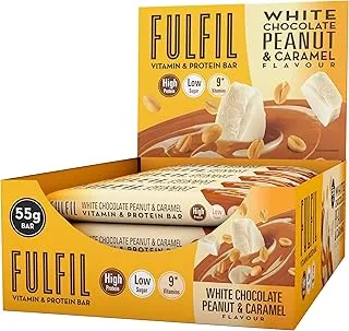 Fulfil White Chocolate Peanut & Caramel Flavour Bar, High Protein, 9 Vitamins, Low Sugar 15x55g