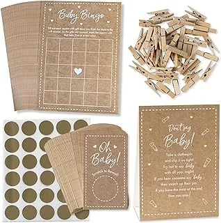 Kate Aspen Kraft Baby Shower Game Set by, Set of 50 Advice Cards & DIY Baby Shower Scratch Off Game, Girl, Boy or Gender Neutral Boho Baby Shower Decorations