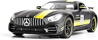 نموذج سيارة لعبة FC22 1/24 لسيارة Benz AMG GTR، سيارة لعبة سحب للخلف من سبائك الزنك مع صوت وضوء هدية للأطفال والأولاد والرجال، أسود