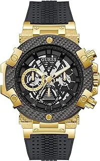 GUESS US Men's Navy Perforated Silicone Multifunction Watch