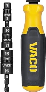 VACO VAC1071 Impact Driver, 7-in-1 Metric Multi-Bit Impact Flip Socket Set with Handle, Magnetic, 6 Hex Sizes and 1/4-Inch Bit Holder