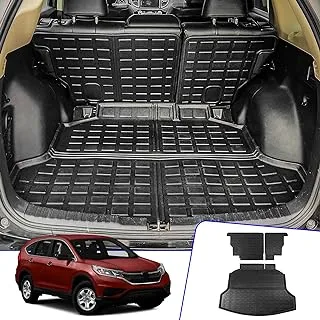 حصيرة الشحن Rongtaod متوافقة مع 2012-2016 Honda CRV Cargo Mat Trunk Mat Cargo Liner TPE جميع الأحوال الجوية غطاء المقعد الخلفي حامي 2015 CR-V الملحقات (مسند الظهر + حصيرة الجذع)