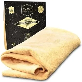 CarMax Premium Grade Natural Chamois Leather - Large - Perfect for drying off the whole car, glass, mirrors, inside and out, super soft and highly absorbent, Made in Europe