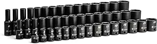 Capri Tools 3/8 in. Drive Shallow, Semi-Deep and Deep Impact Socket Set, Metric, 8 to 22 mm, 45-Piece