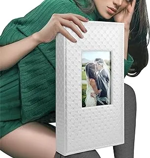 Leather Cover Photo Album 300 Pockets, Hold 4x6 Photos Pictures Photo Book with Acid-Free Black Inner Page Photo Albums for Record The Beautiful Moments of Family, Marriage, Baby Growth and Vacation