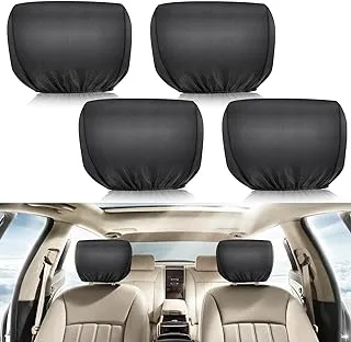 Linkstyle 4 PCS Car Headrest Covers, Soft Car Seat Head Rest Cover, Protector Car Seat Headrest Covers, Fabric Head Rest Coverings for Cars Vans Trucks, Universal Fits to All Car Models, Black