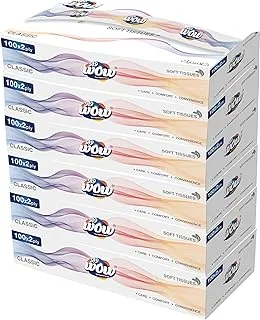 WOW Facial Classic 100 x 2 ply Tissue - 6-Box