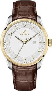 Westar Gents Quartz Silver Dial 42mm Brown Strap Watch - EX7597CBN127