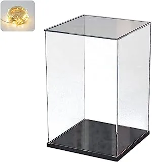 Thickened Clear Acrylic Display Case Assemble Countertop Box Storage Stand Protection Showcase for Figures Collectibles for Lego Models, 9.8x9.8x15.7in