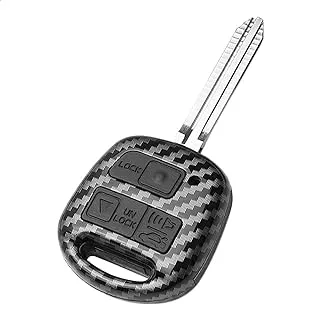 TANGSEN Key Fob Case من ألياف الكربون نمط البلاستيك غطاء سيليكون أسود متوافق مع تويوتا لاند كروزر FJ كروزر لكزس Es300 Ls430 Lx470 Rx300 Rx330 Rx350 Rx400h 3 زر دخول بدون مفتاح عن بعد