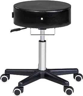 Master Massage Deluxe Glider Rolling Stool, Larger Seat Better Wheels with Grab Bar, Black