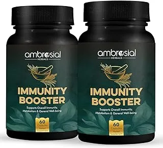 Ambrosial Herbal Immunity Booster for Immune Support | Immunity Supplements with Blend of 6 Natural Herbs- Amla, Ashwagandha, Giloy, Turmeric, Black Pepper & Licorice (Pack of 2-120 Capsules)