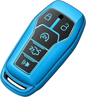 Tukellen for Ford Key Fob Cover Premium Soft Full Protection Key Case Shell Compatible with 2013-2016 Ford Fusion 2015-2017 Ford Mustang F-150 Explorer(Blue)