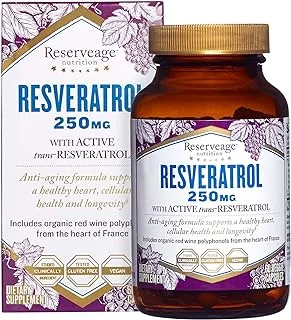 Reserveage Beauty Resveratrol 250Mg | Trans - Resveratrol | For Advanced Pro- Longevity Cellular Protection | Gluten Free | Vegan | 60 Veggie Capsules