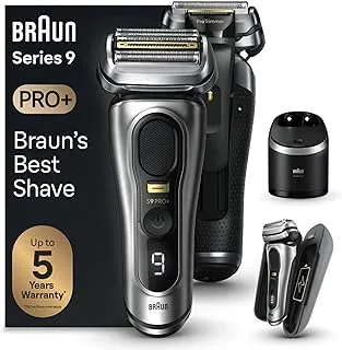 Braun Series 9 PRO+ 9577cc Wet & Dry Shaver, Electric Razor for Men, 5 Pro Shave Elements & Precision Long Hair Trimmer, 6in1 SmartCare Center and PowerCase, 60min Battery Runtime - Silver