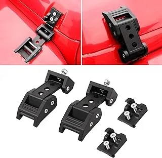 RT-TCZ Black Stainless Steel Latch Locking Hood Catch Kit For 2007-2018 Jeep Wrangler JK JKU