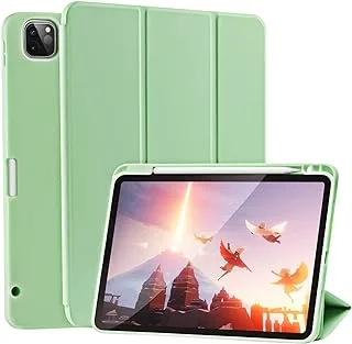 AWH Case for iPad Pro 11 Inch 2021(3rd Gen)/2020(2nd Gen) with Pencil Holder [Support iPad 2nd Pencil Charging/Pair] Slim Trifold Stand, Smart Protective Case Cover, Auto Wake/Sleep, (Green)