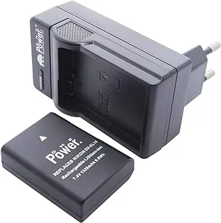 DMK Power EN-EL14 1320mAh (1) Battery and (1) TC600E Travel Charger Compatible with NIKON D3100 D3200 D5100 D5200 D5300 COOLPIX P7800 P7700 Etc Cameras