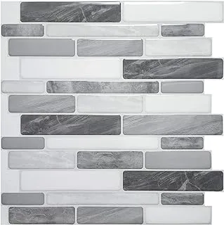 Art3d 10 Sheet Peel and Stick Tiles Backsplash, Stick On Tiles for Kitchen, Bathroom, 30x30 CM, Grey Marble Design