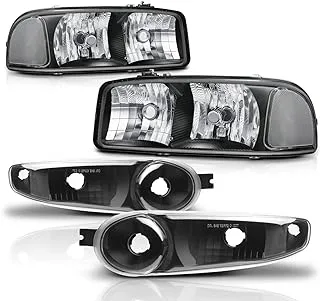 M-AUTO OE Style Headlights Assembly for Passenger&Driver Side Compatible with 2001 GMC Sierra C3 / 02-06 Sierra 1500 Denali / 07 Sierra 1500 Denali Classic / 01-06 Yukon Denali, Yukon Xl 1500 Denali