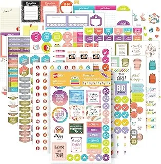 Avery Teacher Planner Stickers Pack, 30 Sheets of Teacher Planner Stickers, Set of 1,430 Stickers for Your Planner, Journal or Calendar (6781)