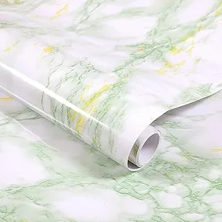 BPA® Wall Stickers Marble Wallpaper Furniture (45 x 300 cm) PVC DIY Self Adhesive, White and Green Decorative Wallpaper