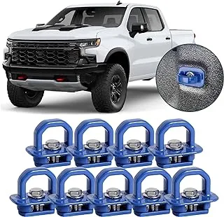 مرساة حائط جانبية من الألومنيوم من Phamyor مناسبة لـ 2007-2023 Chevy Silverado/GMC Sierra، 2015-2023 Chevy Colorado/GMC Canyon، خطافات شحن لسرير الشاحنة، DZ97903، أزرق، 9 قطع