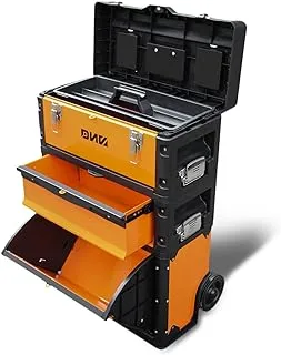 DNA MOTORING New Package 633mm X 490mm X 230mm 3-Tier Stackable Separate Hand Case Tool Boxes Trolley Set Orange (TOOLS-10004)